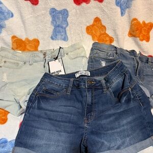 Wax Jean Women's Jean Shorts - Light Blue and Dark Blue